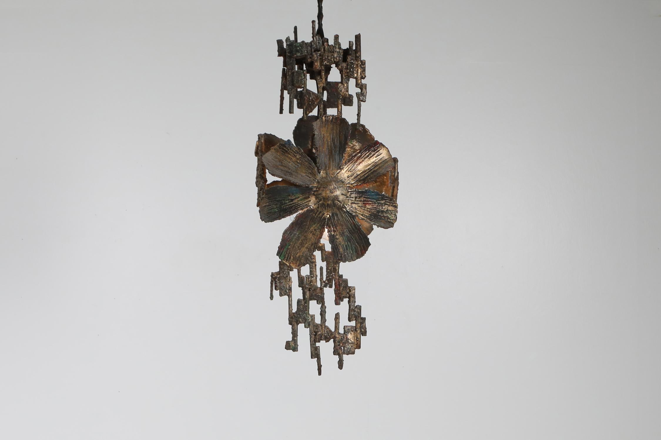 Patinated Brutalist Chandelier by Salvino Marsura, Italy, 1970s