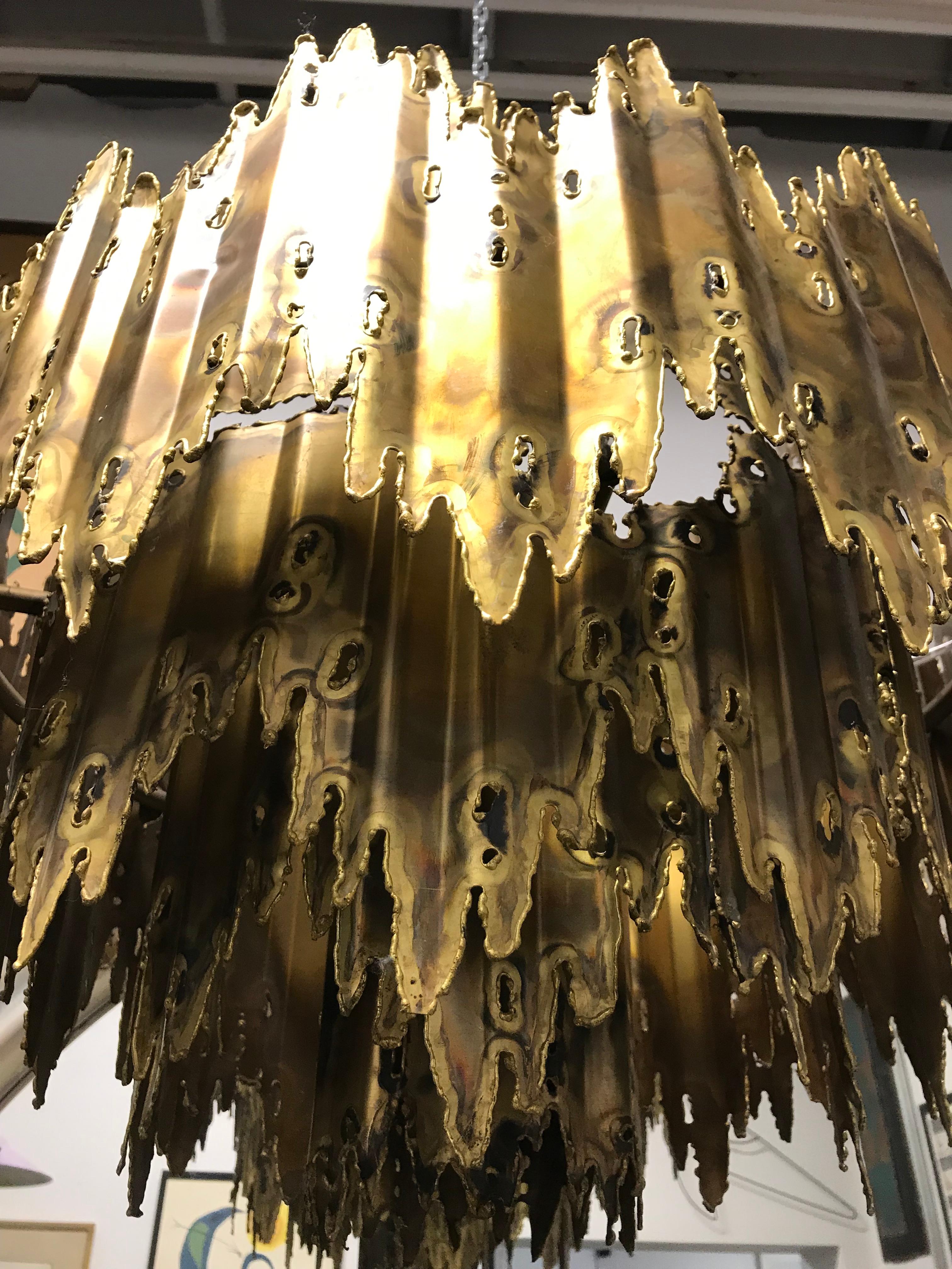 Mid-20th Century Brutalist Chandelier by Tom Greene for Feldman Lighting