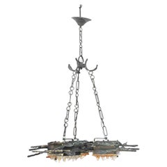 Brutalist Chandelier in Murano Glass by Tom Ahlstrom, Hans Erlich, Sweden 1970s