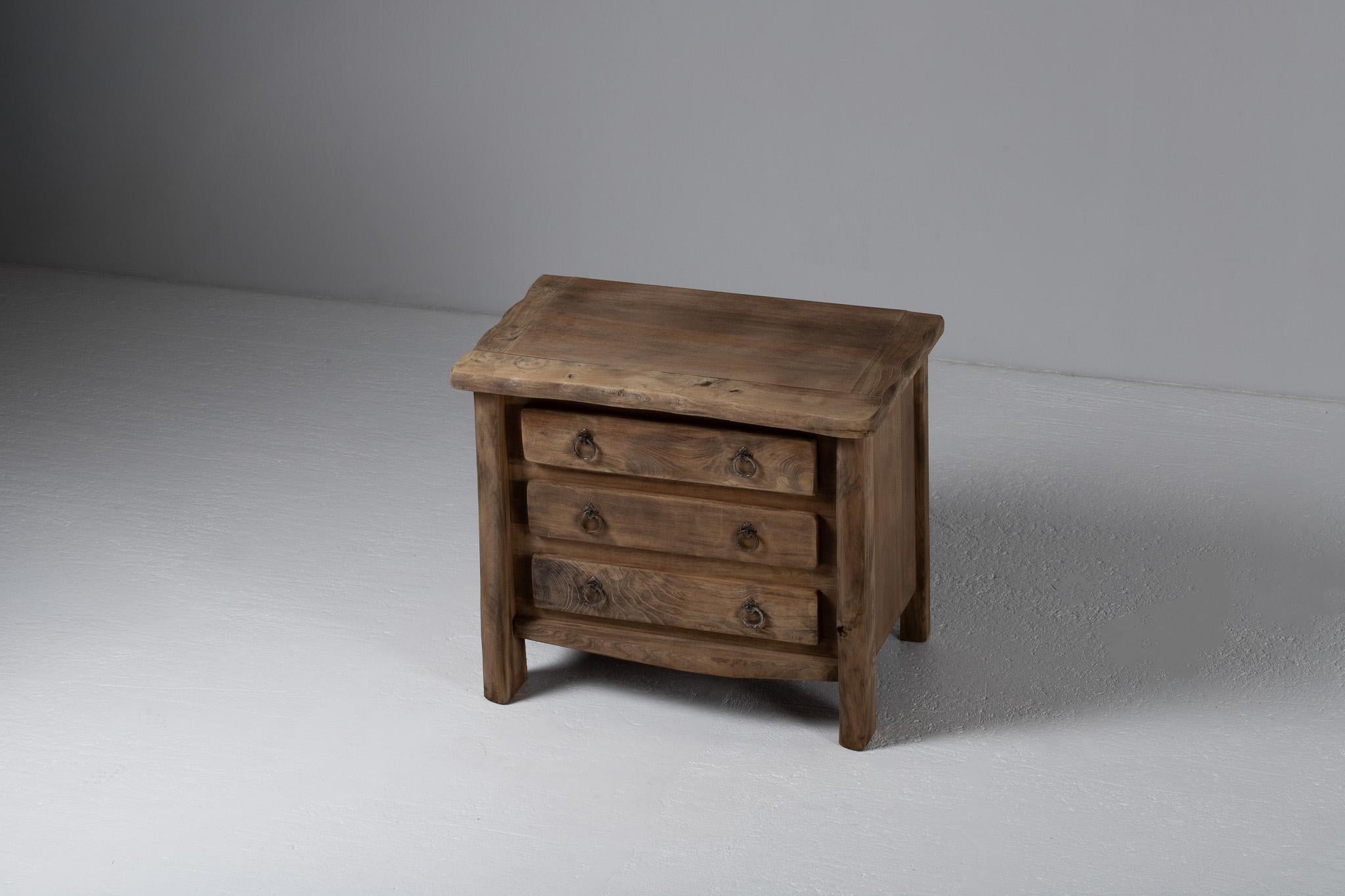 Late 20th Century Brutalist, Chest of Drawers, Solid Elm, France, 1970s For Sale