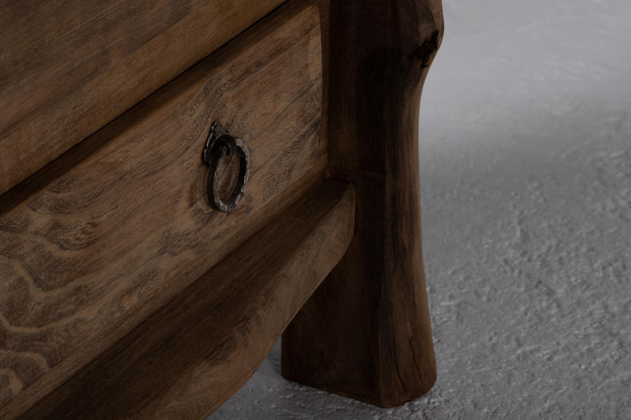 Brutalist, Chest of Drawers, Solid Elm, France, 1970s For Sale 1
