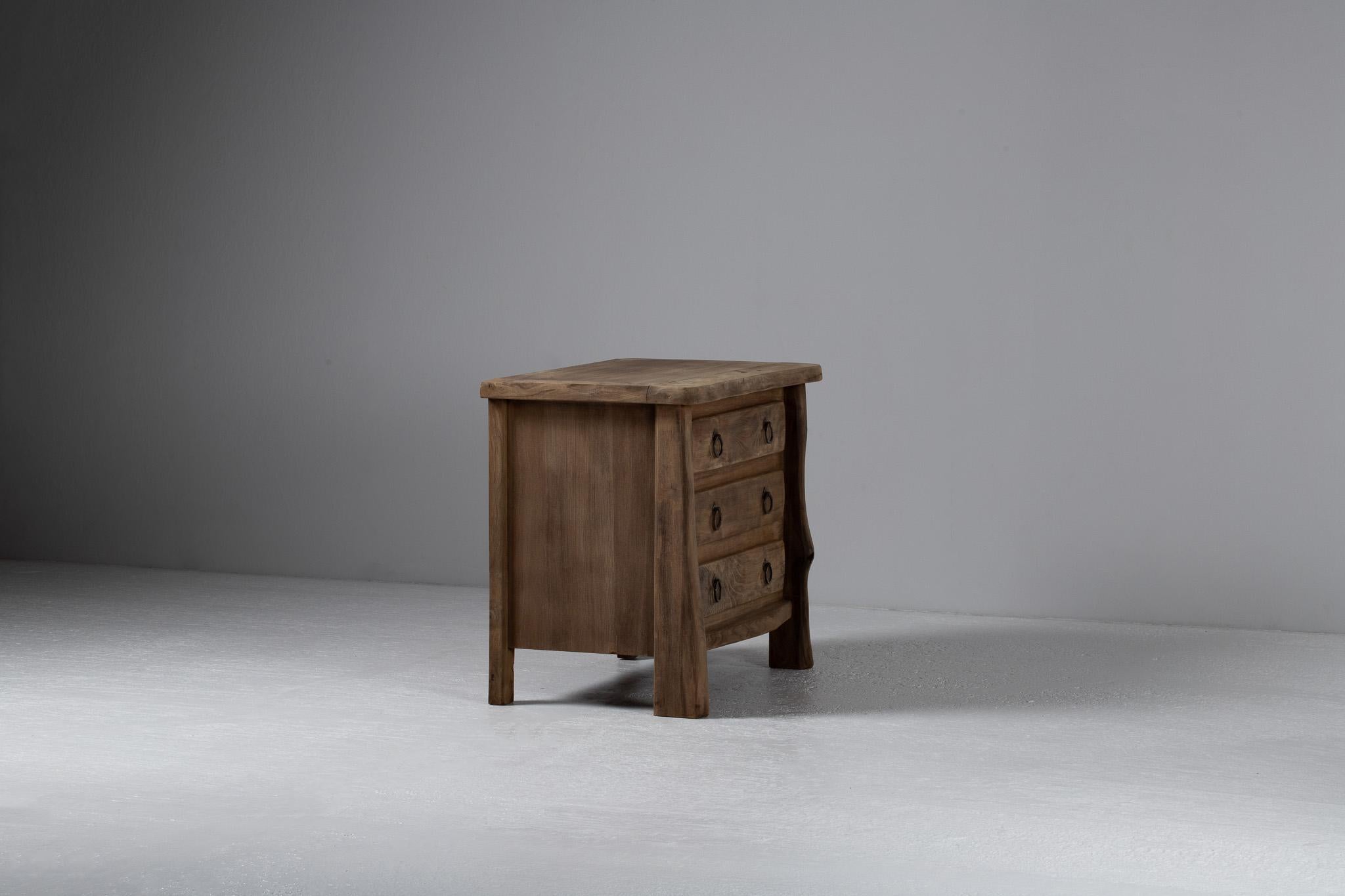 Brutalist, Chest of Drawers, Solid Elm, France, 1970s For Sale 2