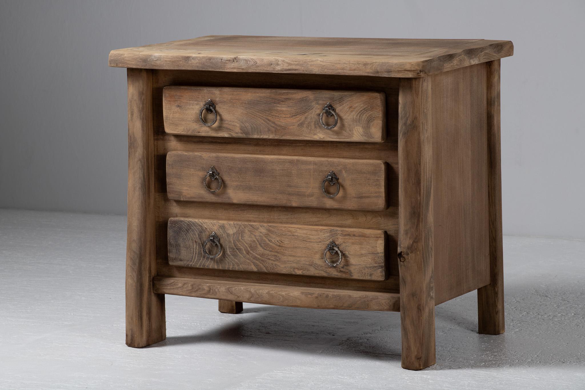 Brutalist, Chest of Drawers, Solid Elm, France, 1970s For Sale 3