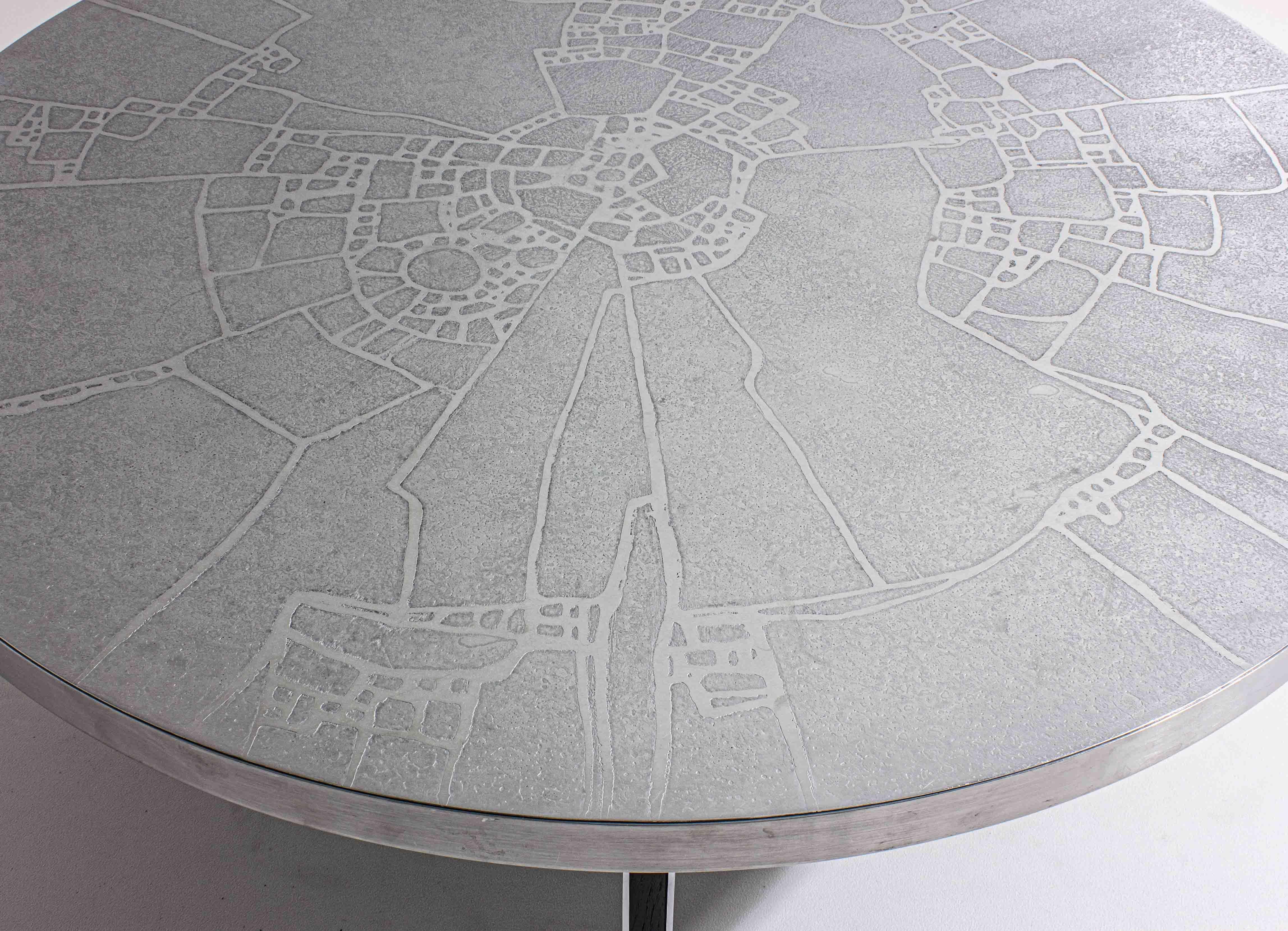 Brutalist chrome etched coffee table by Heinz Lilienthal, 1960s For Sale 1