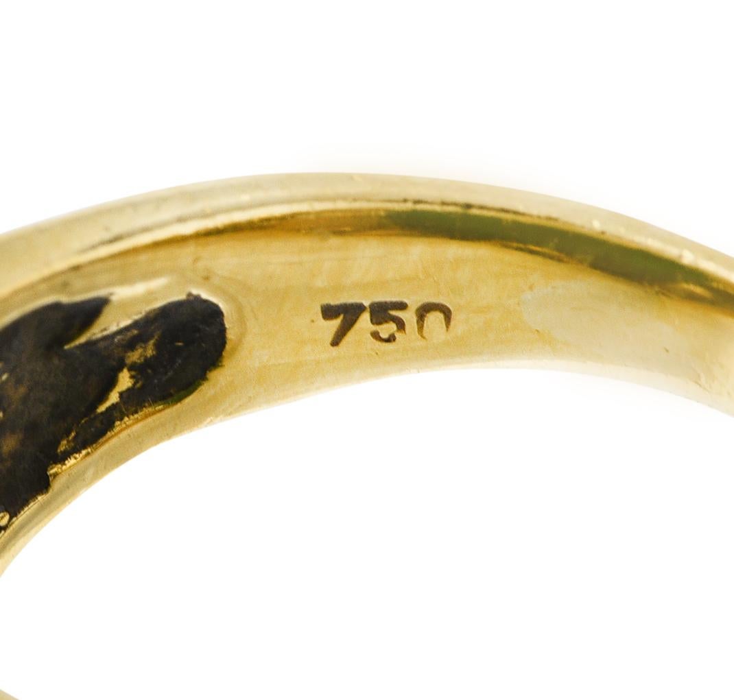 Brutalist Chrysoprase 18 Karat Yellow Gold Sculptural Ring 3