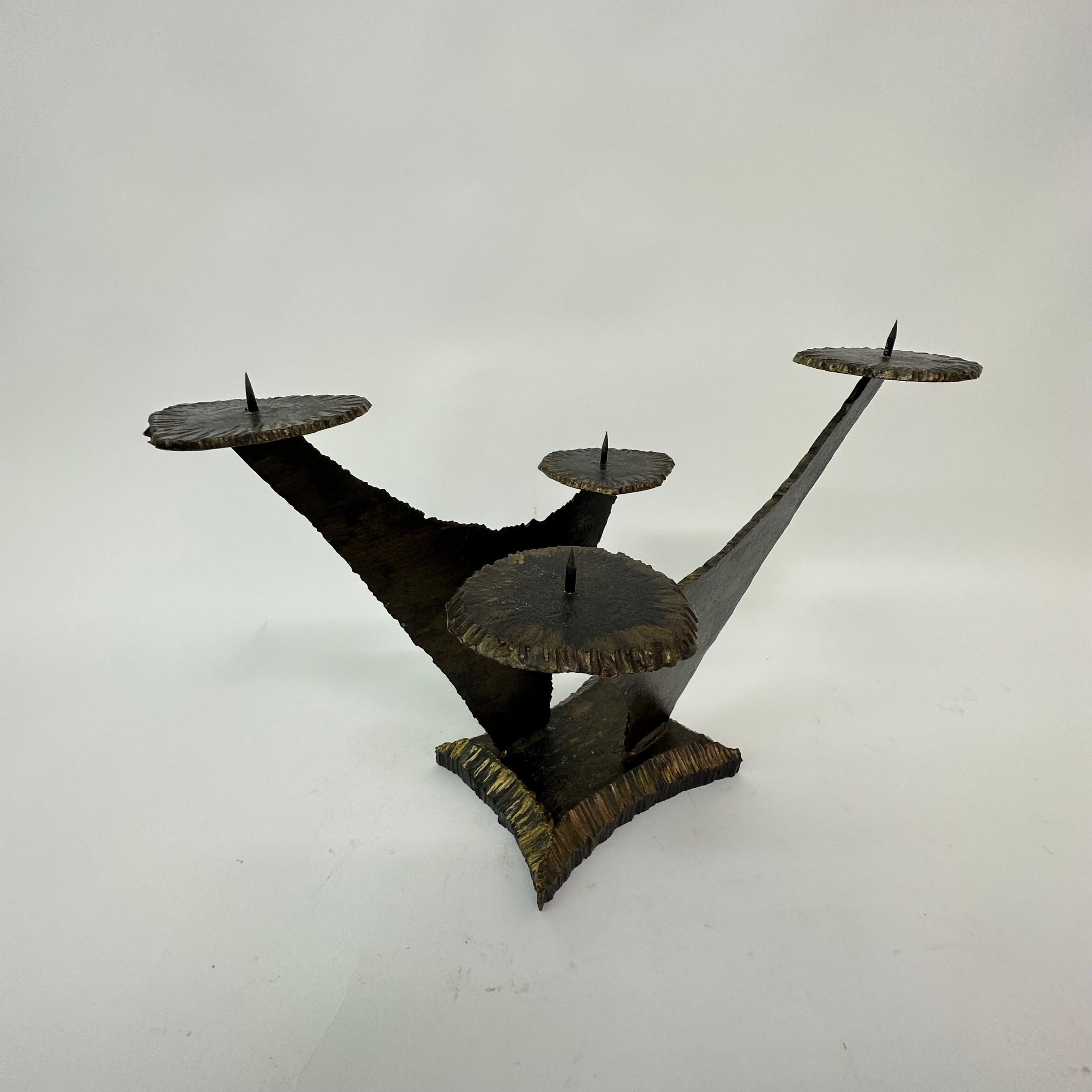 Brutalist church bronze candle stick , 1970’s For Sale 4