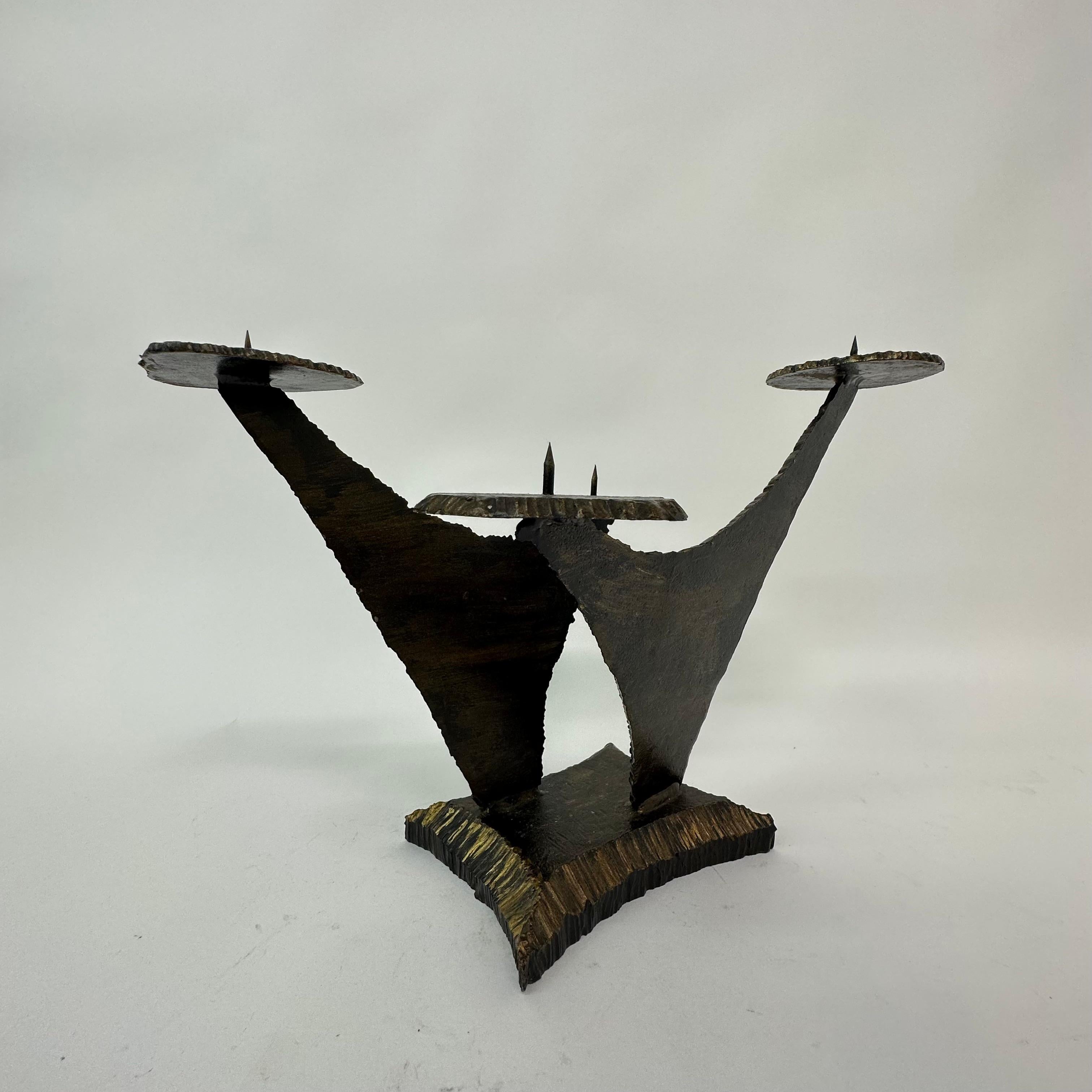 Brutalist church bronze candle stick , 1970’s For Sale 5
