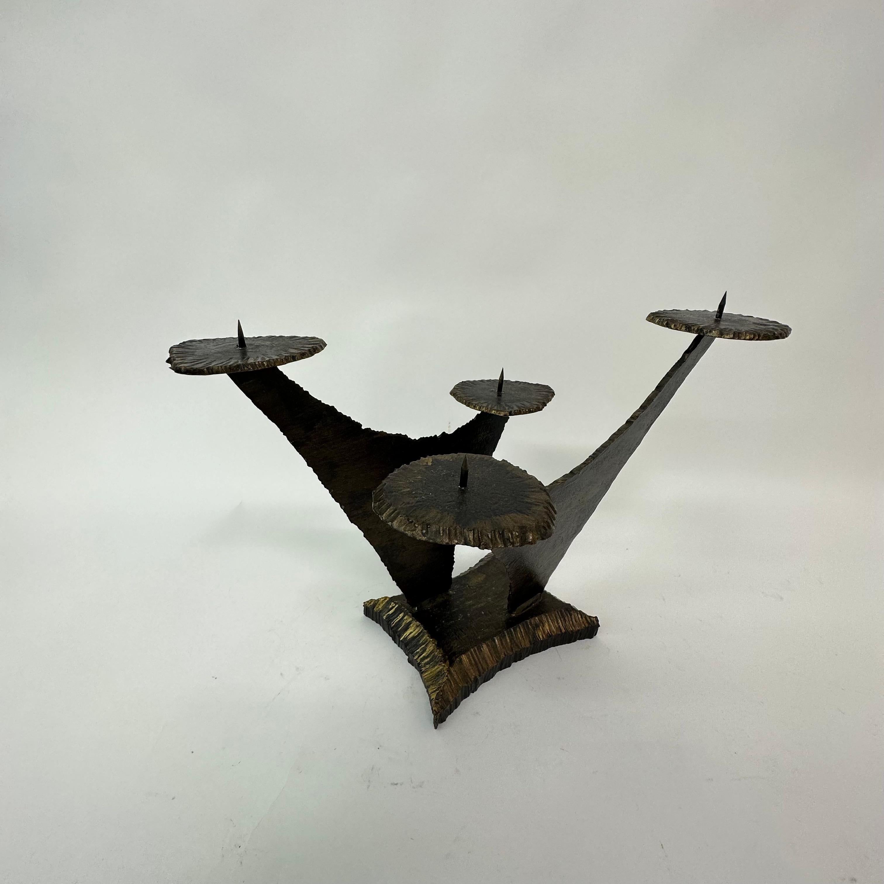 Brutalist church bronze candle stick , 1970’s For Sale 7