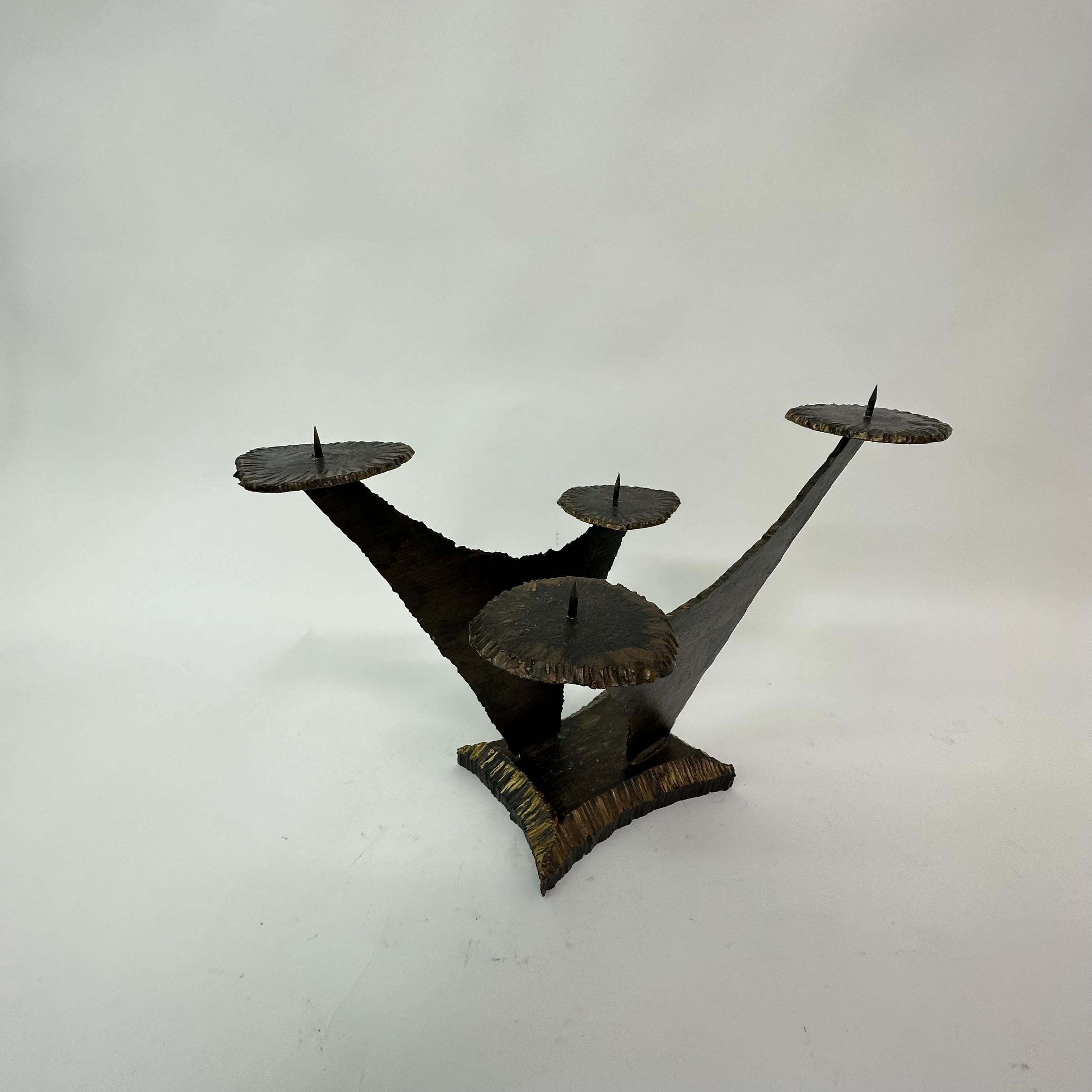 Brutalist church bronze candle stick , 1970’s For Sale 8