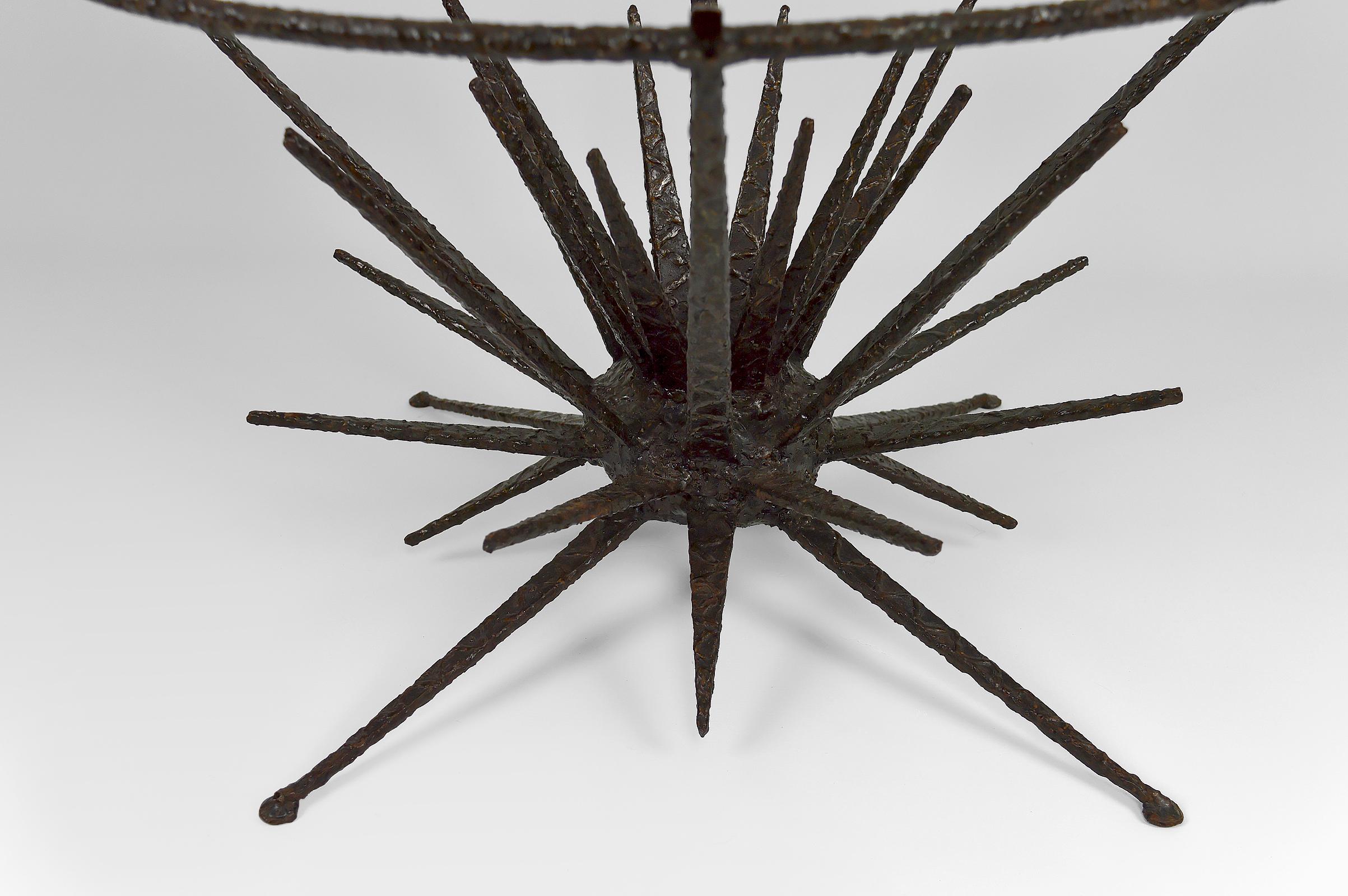 Brutalist Circular Coffee Table with Spades, circa 1960 5