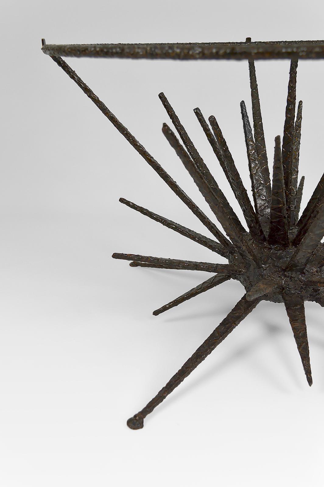 Brutalist Circular Coffee Table with Spades, circa 1960 7