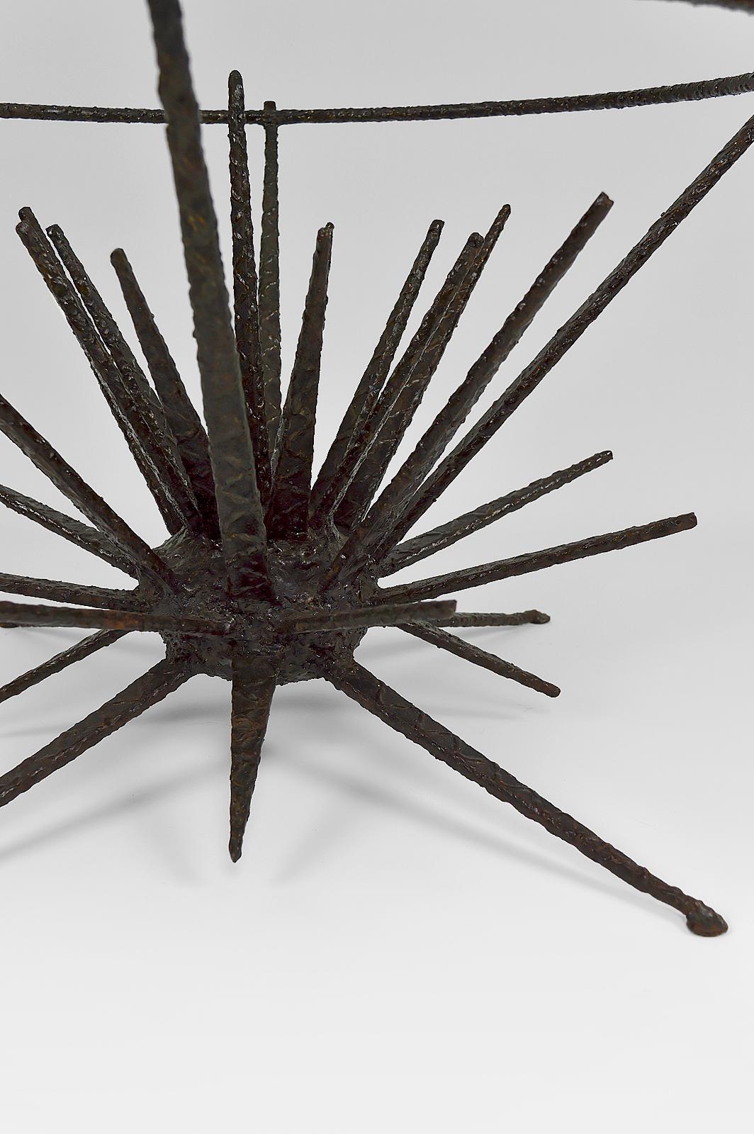Brutalist Circular Coffee Table with Spades, circa 1960 8
