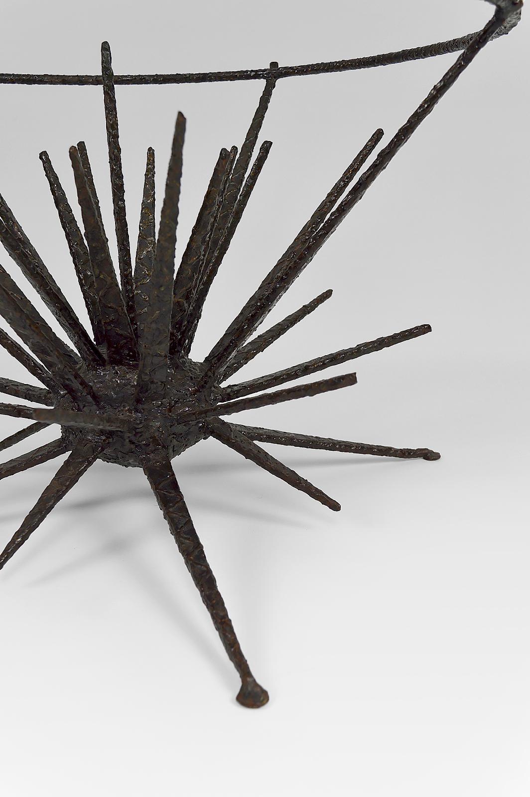 Brutalist Circular Coffee Table with Spades, circa 1960 9