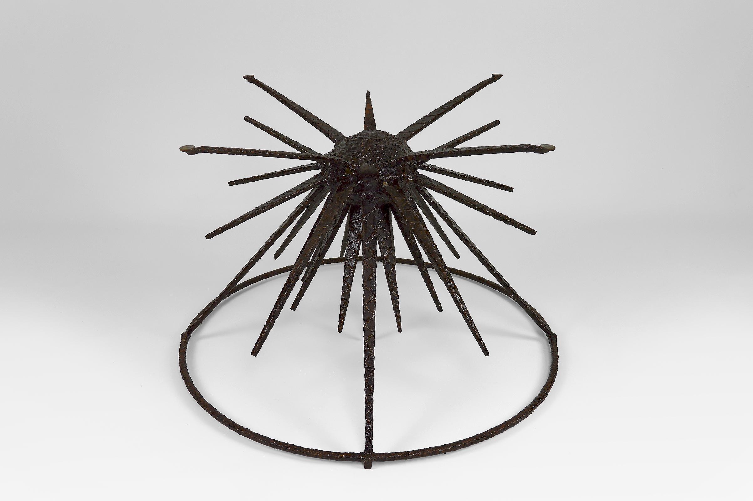 Brutalist Circular Coffee Table with Spades, circa 1960 11