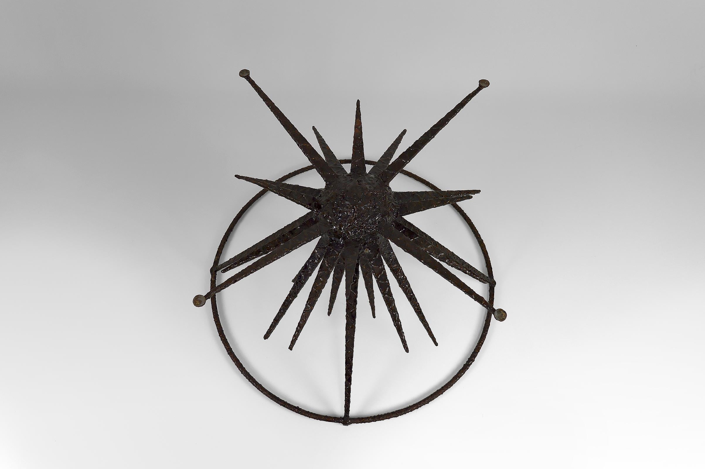 Brutalist Circular Coffee Table with Spades, circa 1960 12