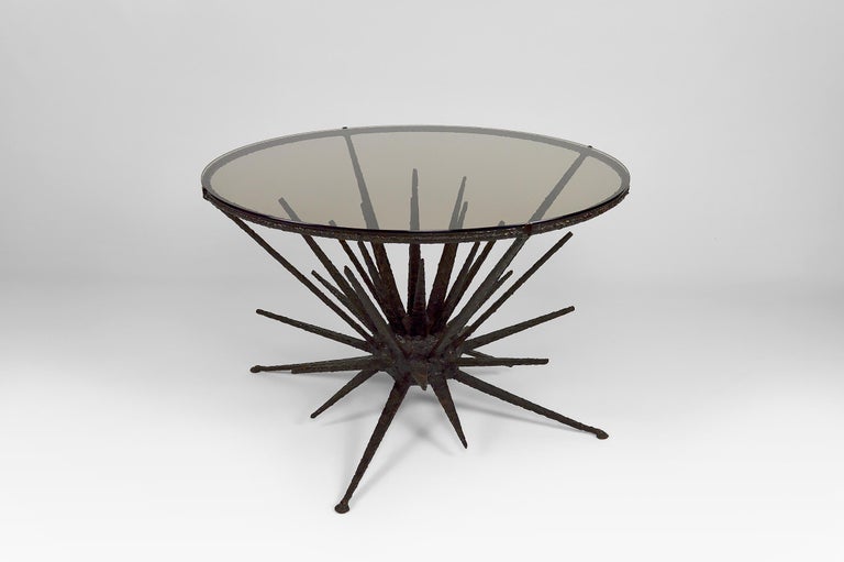 Brutalist Circular Coffee Table with Spades, circa 1960 For Sale 1
