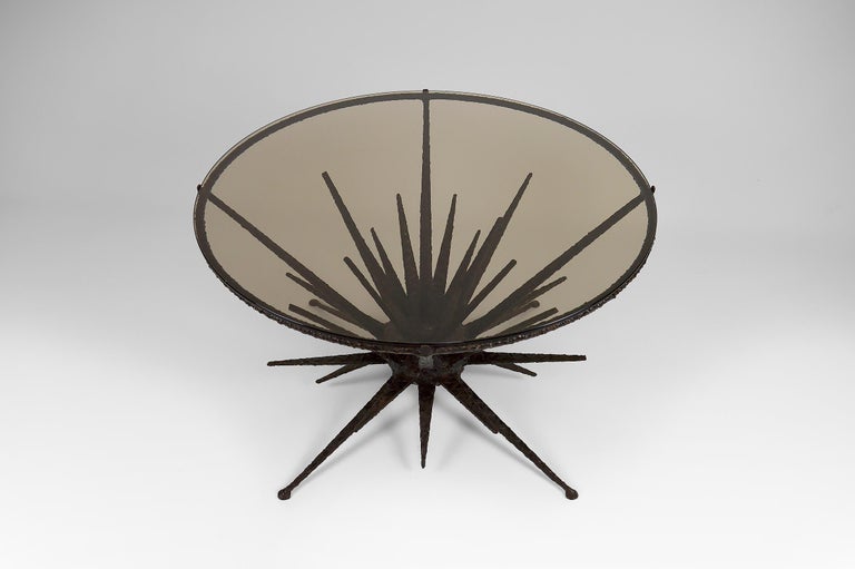 Brutalist Circular Coffee Table with Spades, circa 1960 For Sale 2