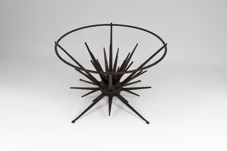 Brutalist Circular Coffee Table with Spades, circa 1960 For Sale 3