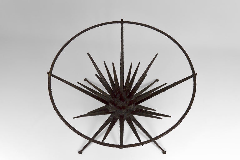 Brutalist Circular Coffee Table with Spades, circa 1960 For Sale 4