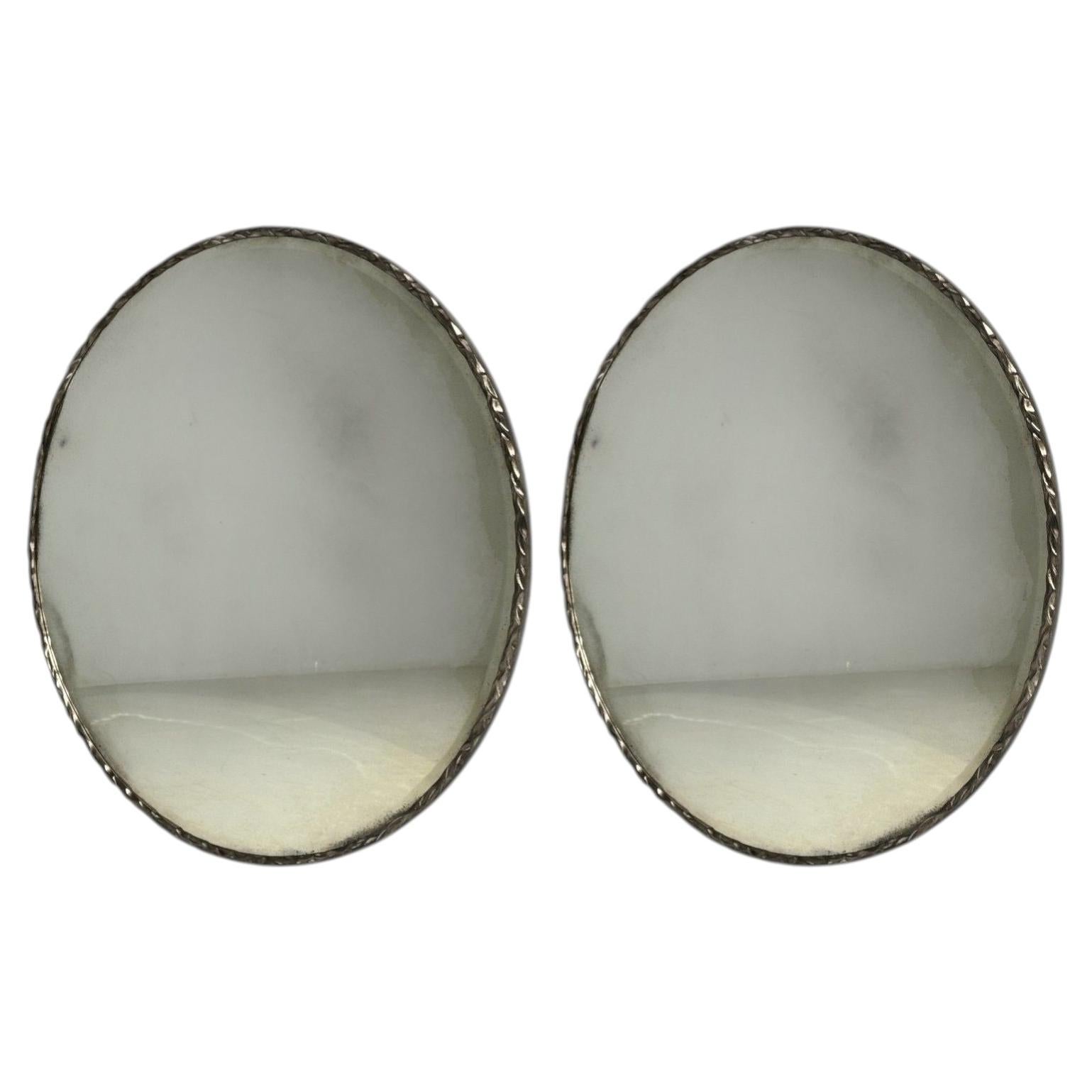 Brutalist, Circular Wall Mirrors, Hammered Metal, Distressed Glass, 21st c.