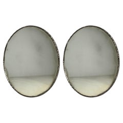 Brutalist, Circular Wall Mirrors, Hammered Metal, Distressed Glass, 21st c.