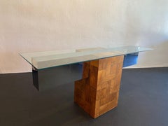 Paul Evans Attributed Brutalist Cityscape Patchwork Console Table