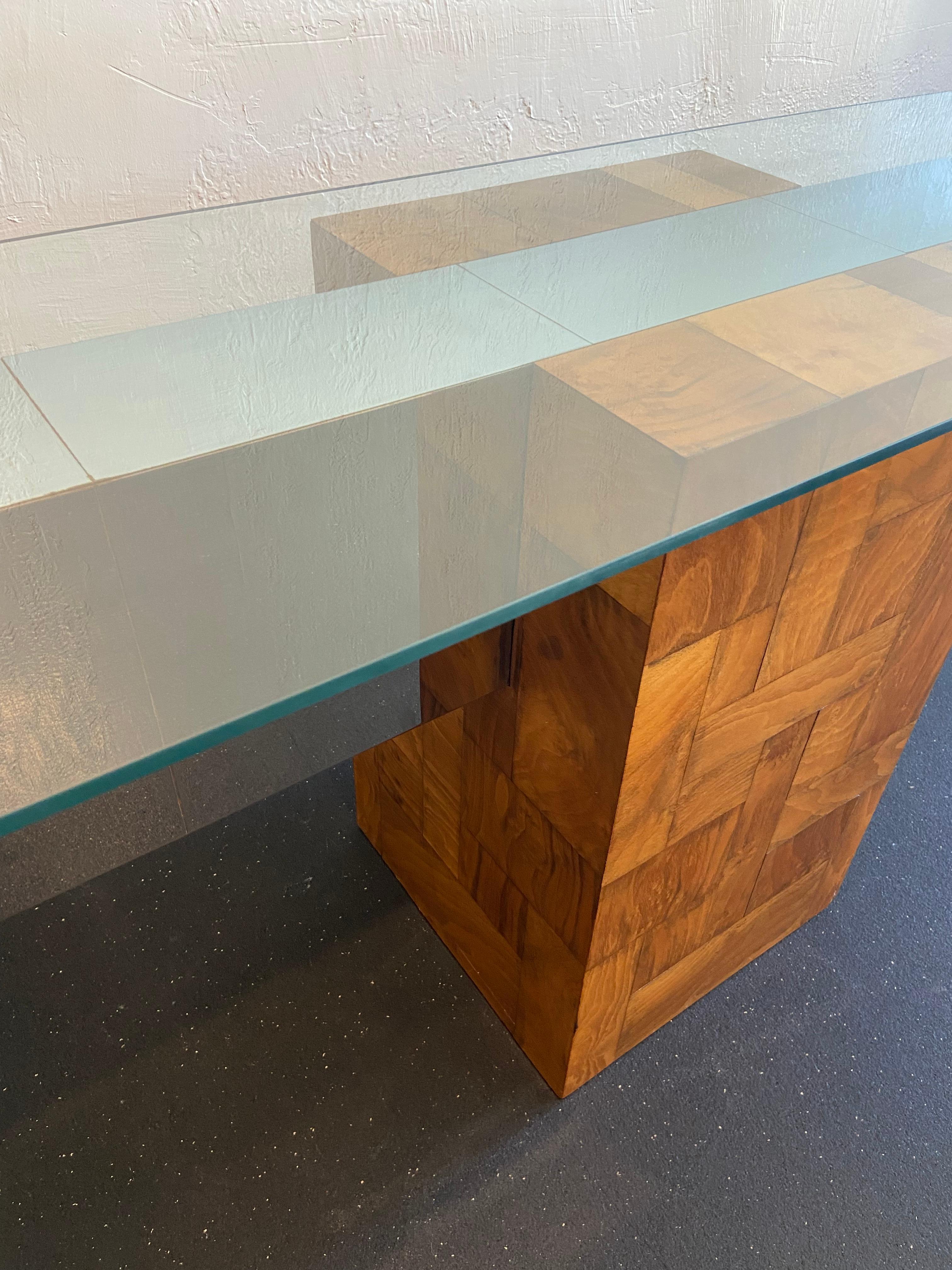 Mid-Century Modern Paul Evans Attributed Brutalist Cityscape Patchwork Console Table For Sale