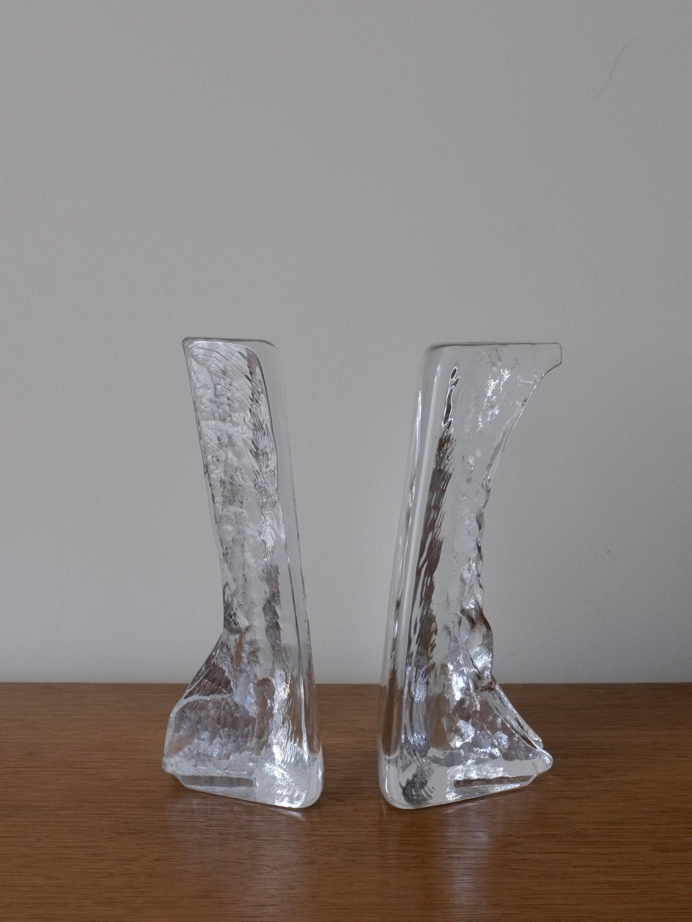 Swedish Brutalist Clear Glass Sculptures by Renate Stock-Paulsson, Sweden, Set of 2  For Sale