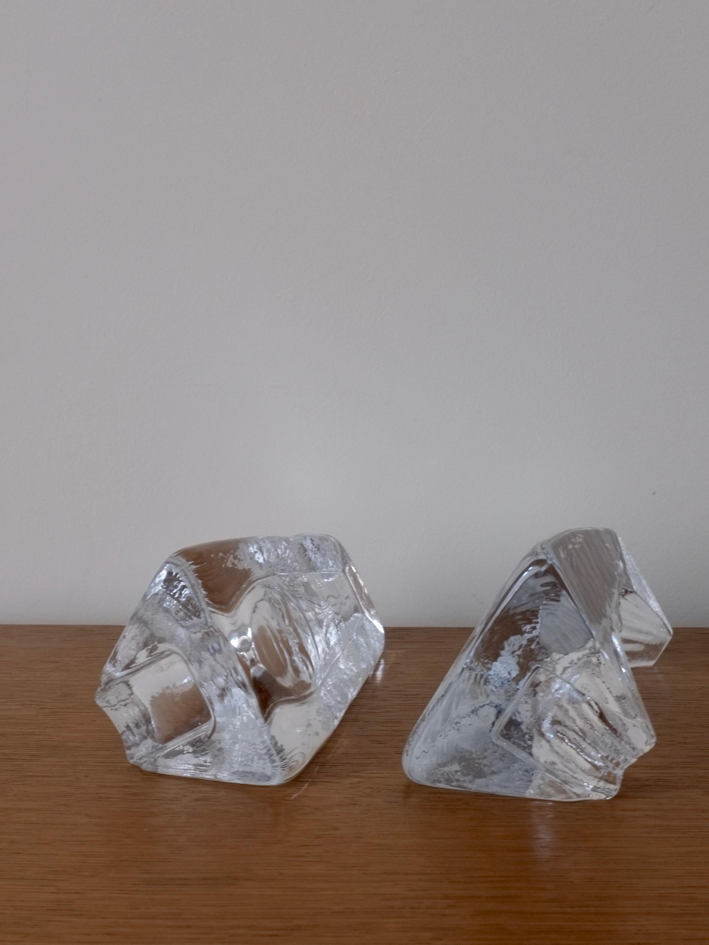 Brutalist Clear Glass Sculptures by Renate Stock-Paulsson, Sweden, Set of 2  In Excellent Condition For Sale In Rīga, LV