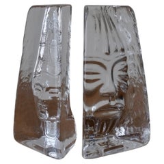 Brutalist Clear Glass Sculptures by Renate Stock-Paulsson, Sweden, Set of 2 
