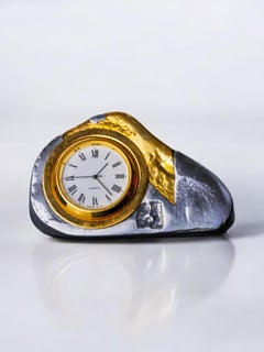 Brutalistische Uhr von Art3, Messing und Aluminium, Spanien, 1980