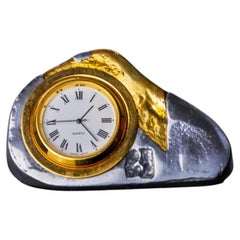 Brutalistische Uhr von Art3, Messing und Aluminium, Spanien, 1980