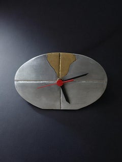 Brutalistische Uhr von Art3, Messing und Aluminium, Spanien, um 1980