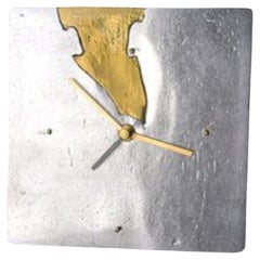 Brutalist Clock in Brass & Aluminium by Art3, Spain, 1970