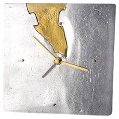 Brutalist Clock in Brass & Aluminium by Art3, Spain, 1970