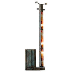 Brutalist Coat Rack in Wrought Iron and Murano Glass by Poliarte, 1970's