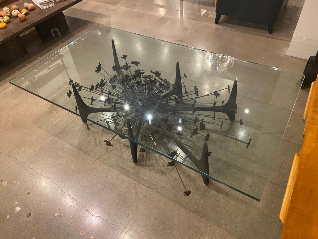Brutalist Cocktail Table in Bronze and Steel by Daniel Gluck, California, 1970's 1
