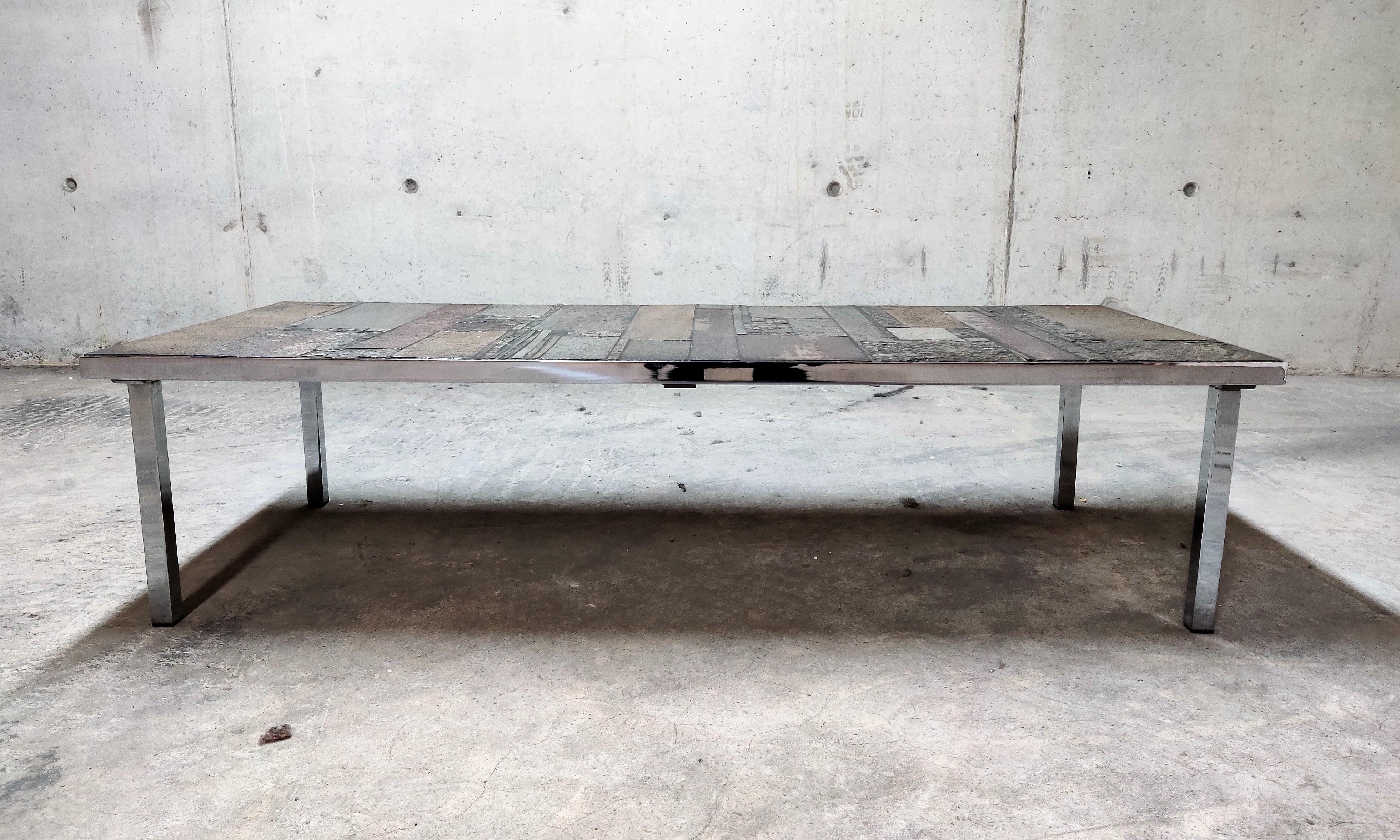 Brutalist Coffee Table by Pia Manu for Amphora, 1960s In Excellent Condition For Sale In HEVERLEE, BE