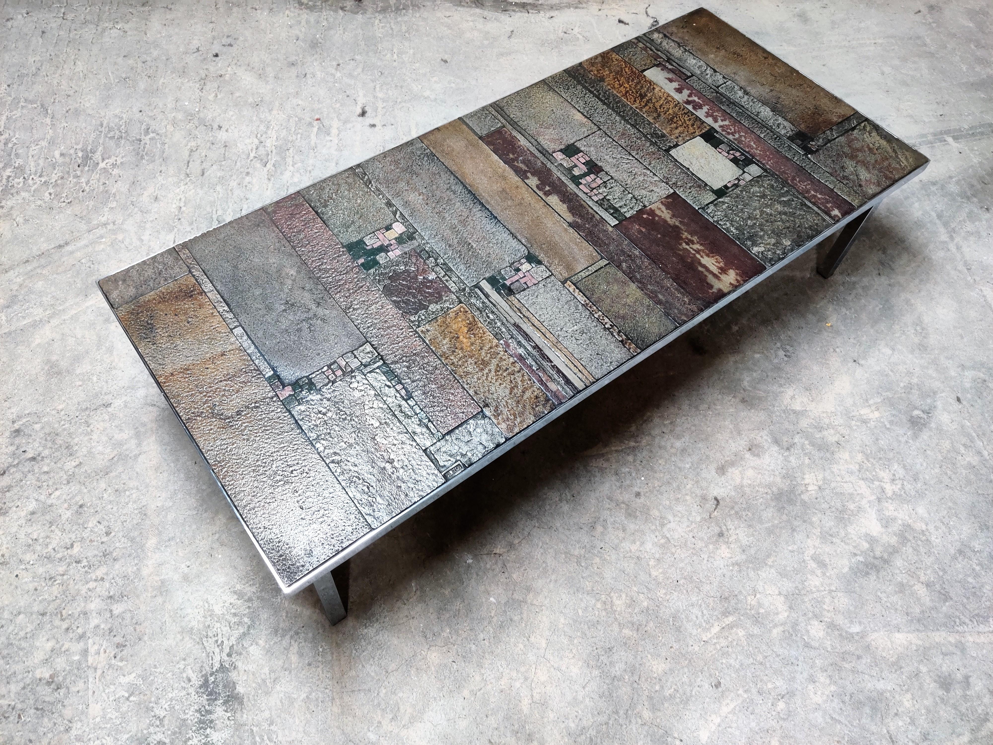 Brutalist Coffee Table by Pia Manu for Amphora, 1960s For Sale 1
