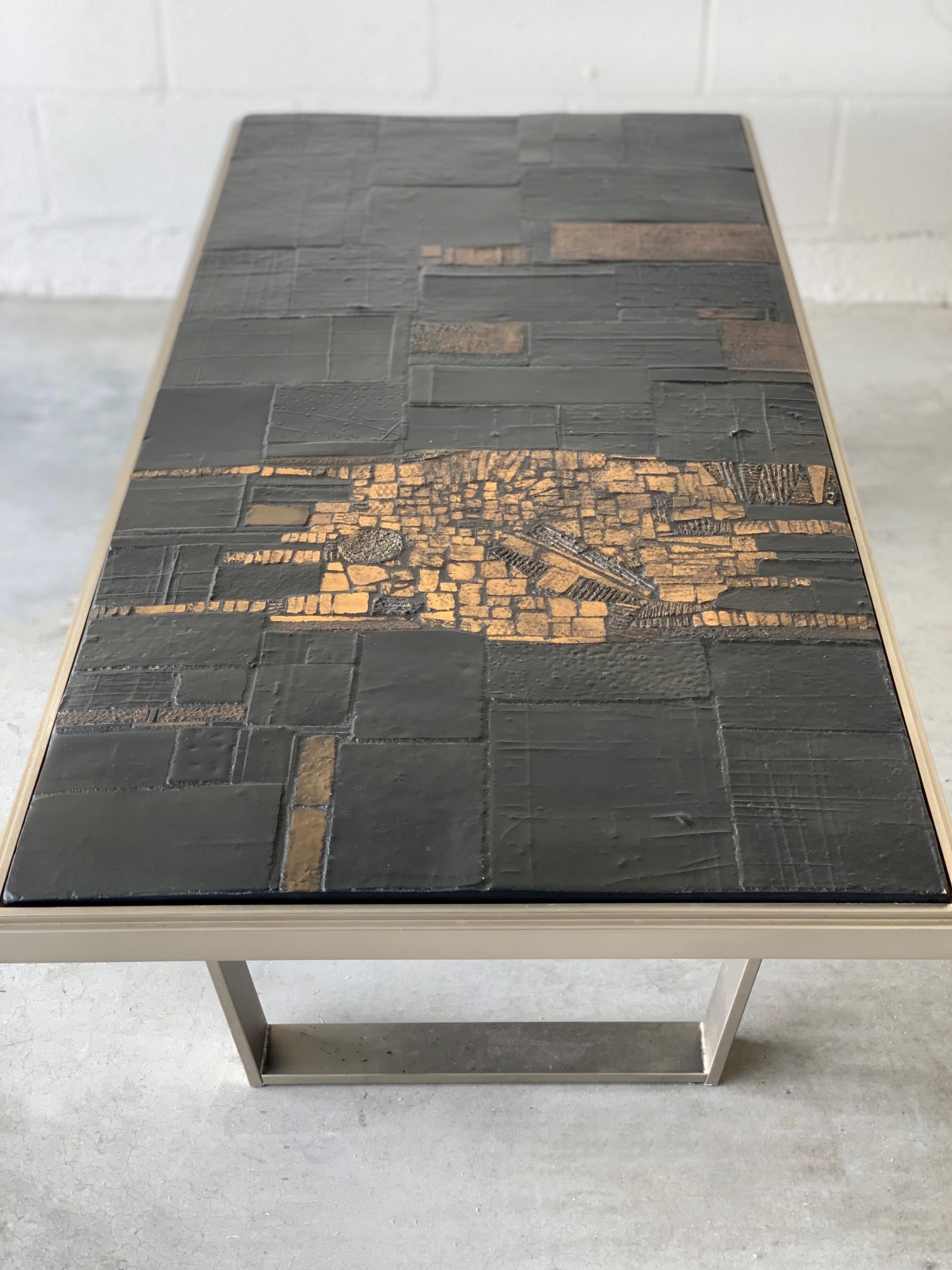 Pia Manu Brutalist Patchwork Top Table In Good Condition For Sale In Clermont, FL
