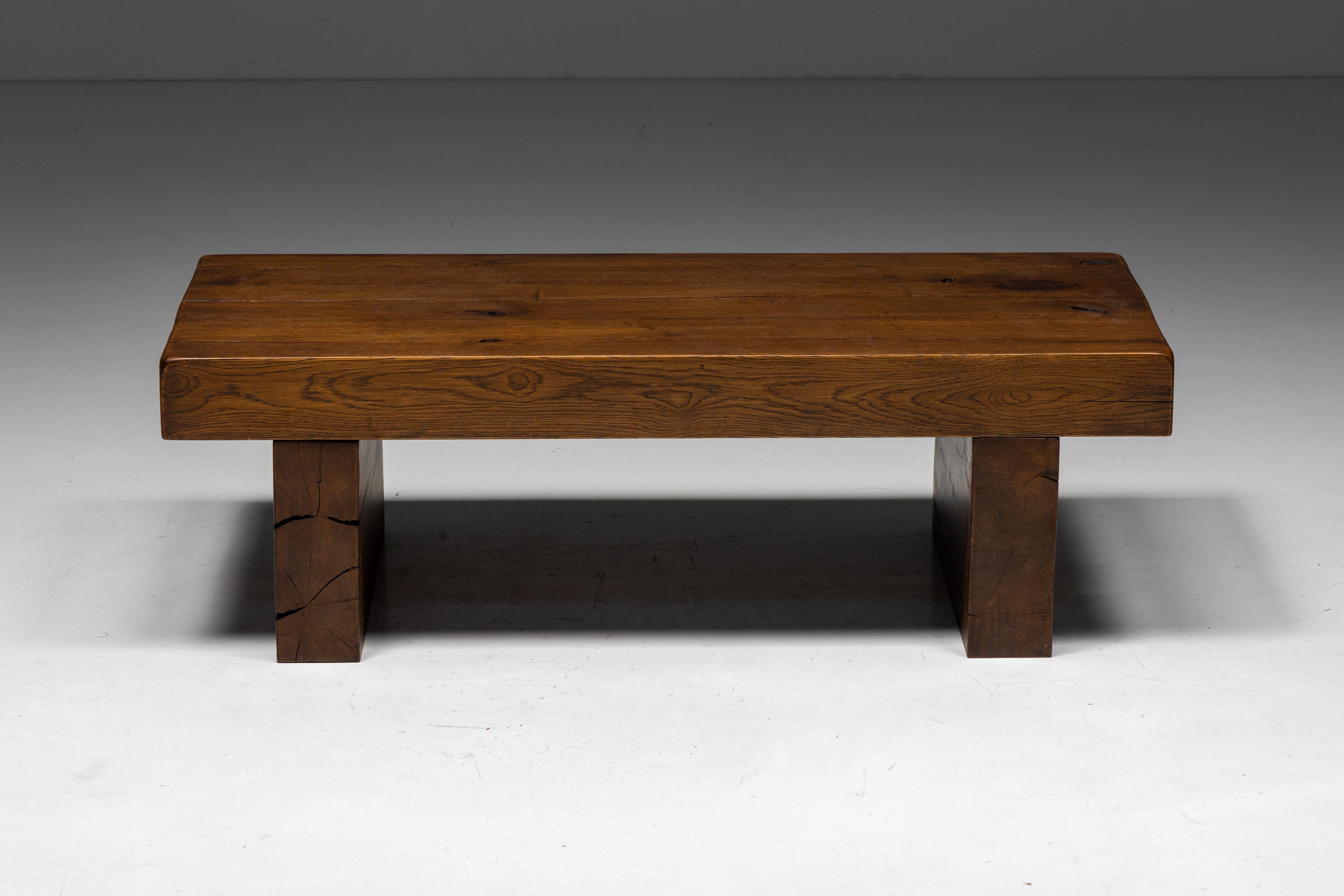 Rustic Brutalist Coffee Table, France, 1940s For Sale