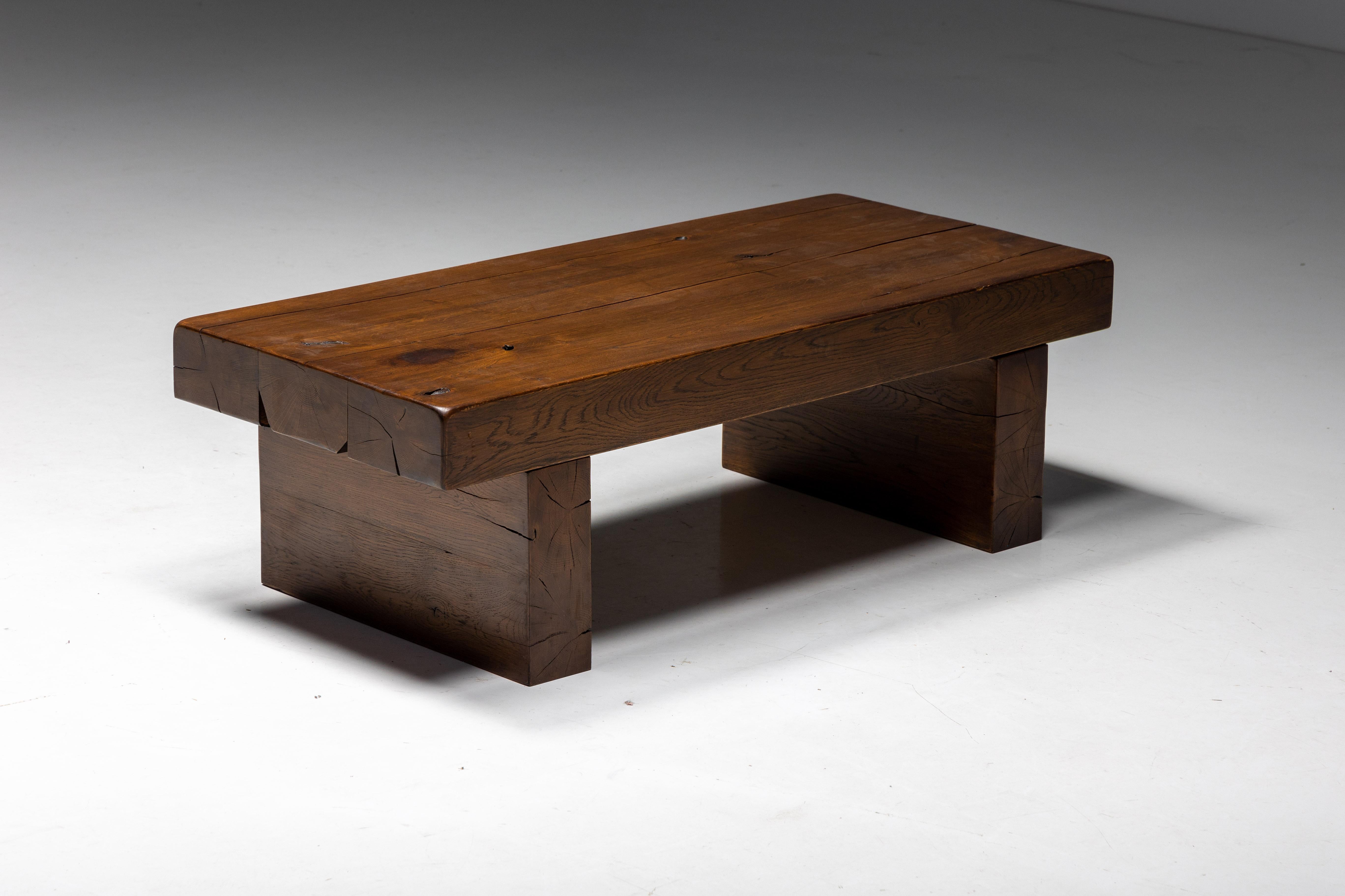 French Brutalist Coffee Table, France, 1940s