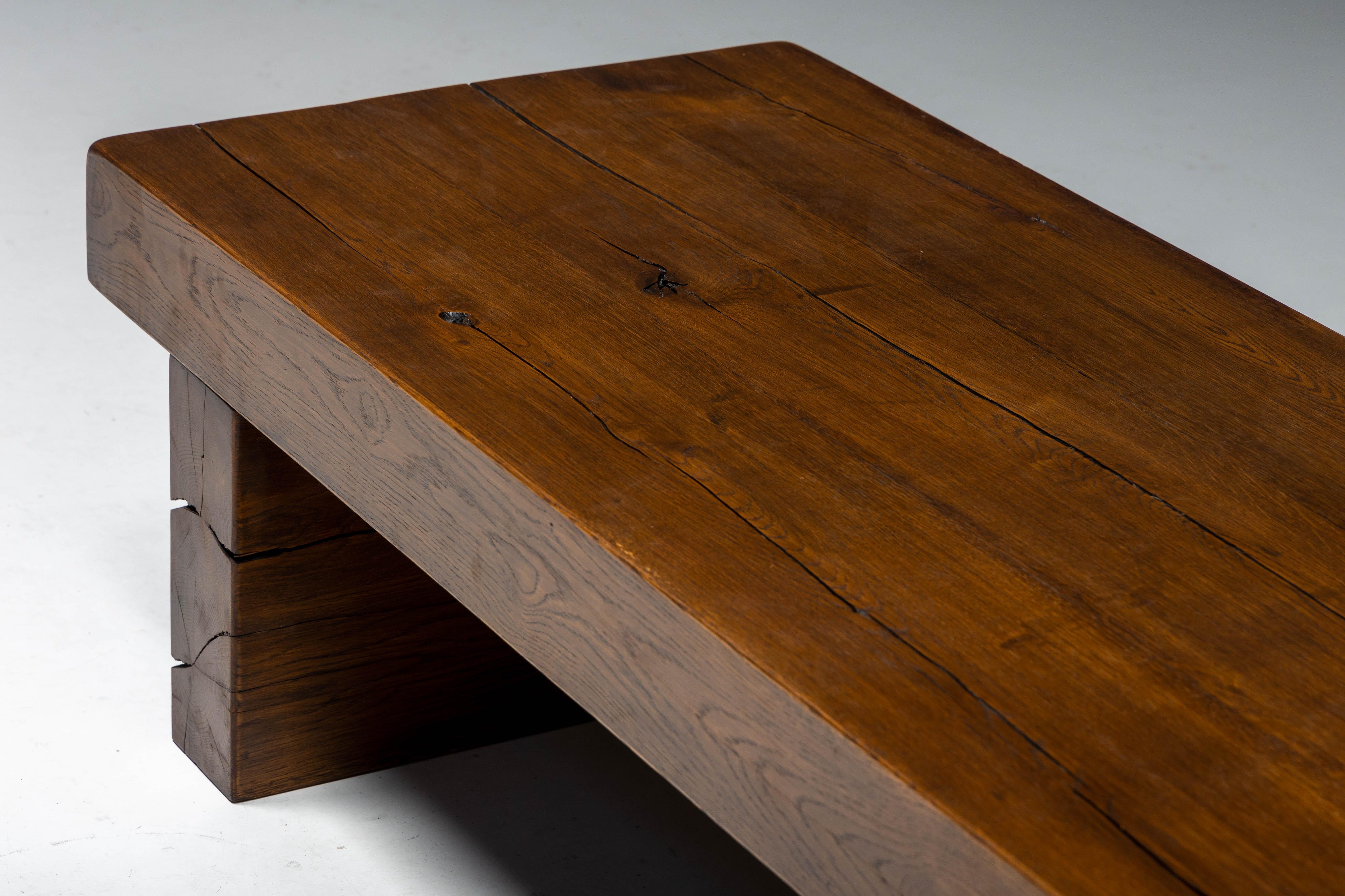 Mid-20th Century Brutalist Coffee Table, France, 1940s For Sale