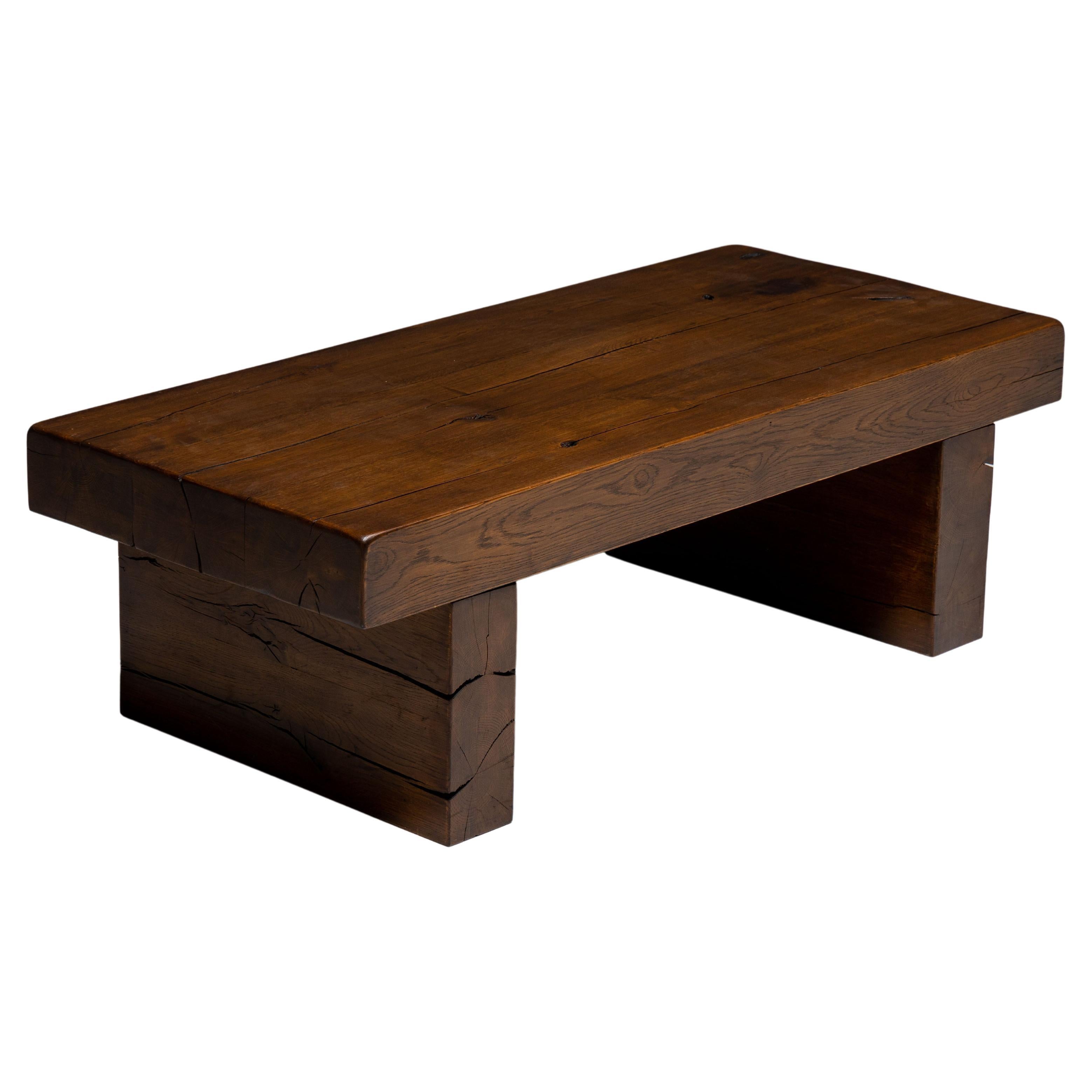 Brutalist Coffee Table, France, 1940s For Sale