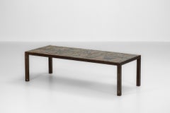 Brutalist Coffee Table from the 1960s Made of Enameled Lava Stones French Design