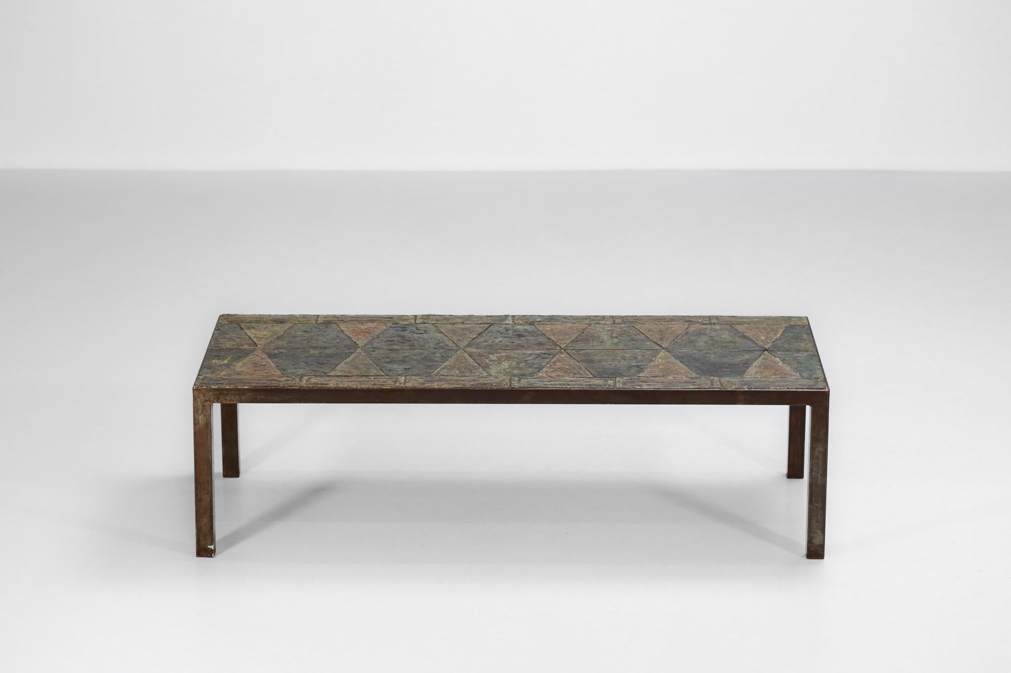 Brutalist Coffee Table from the 1960s Made of Enameled Lava Stones French Design 2