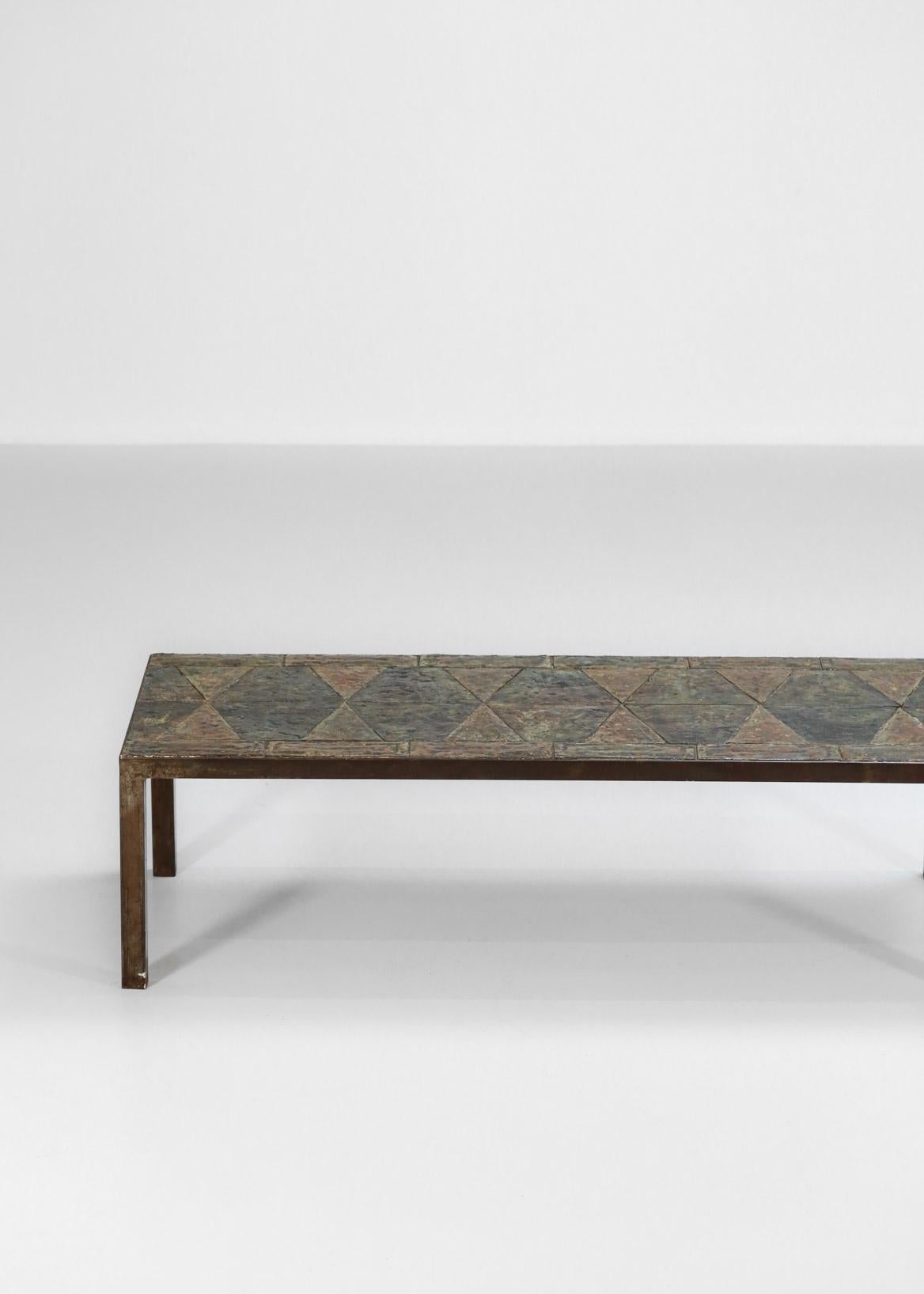 Brutalist Coffee Table from the 1960s Made of Enameled Lava Stones French Design 3