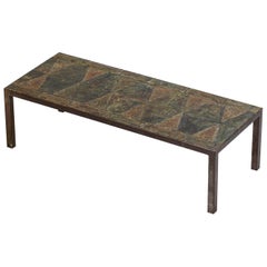 Brutalist Coffee Table from the 1960s Made of Enameled Lava Stones French Design
