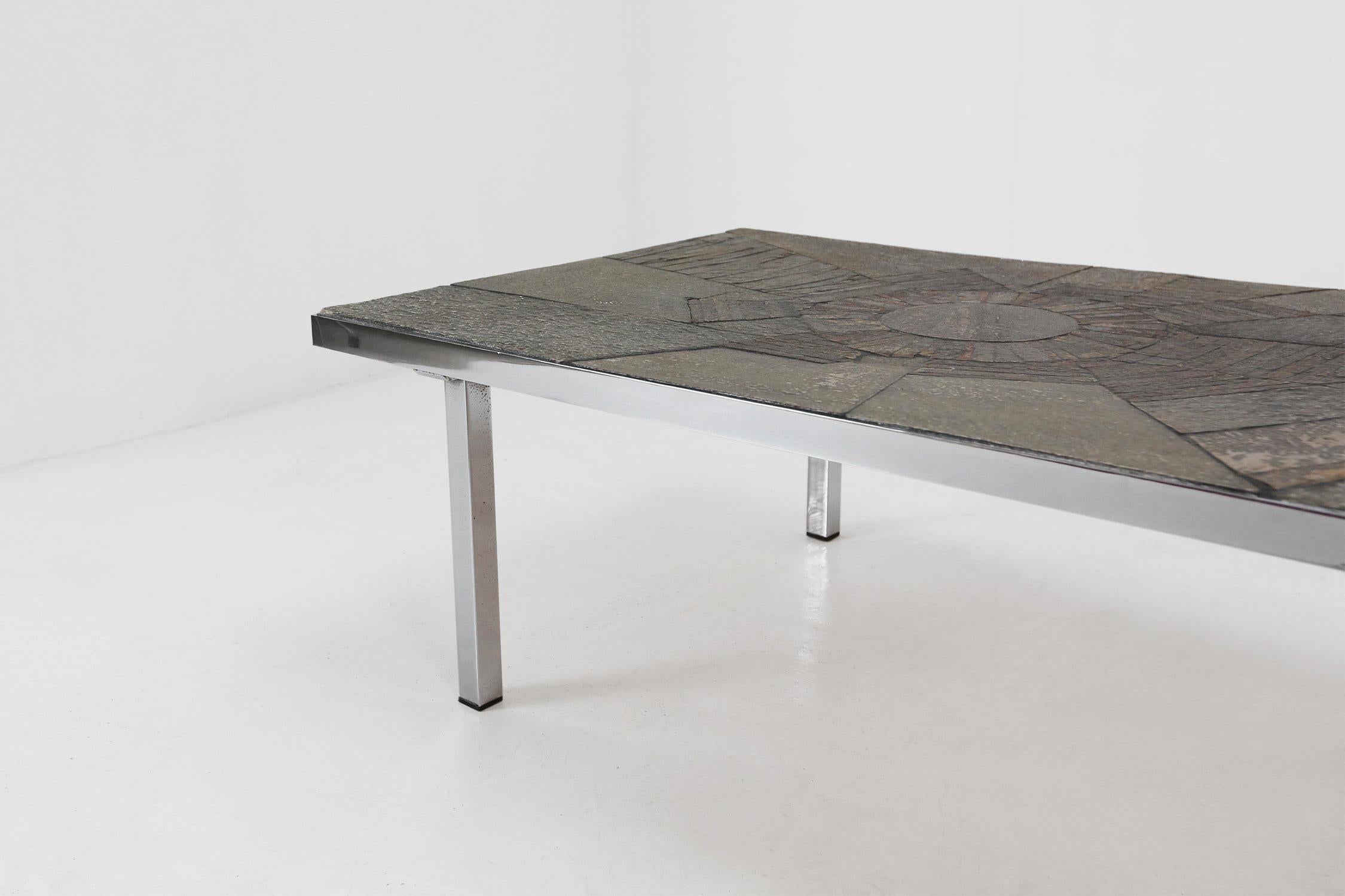 Hand-Crafted Brutalist Coffee Table Handmade and signed by Pia Manu, 1960s For Sale