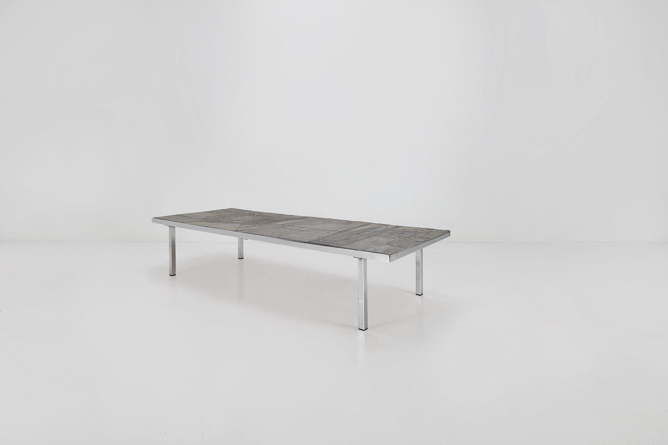 Mid-20th Century Brutalist Coffee Table Handmade and signed by Pia Manu, 1960s For Sale